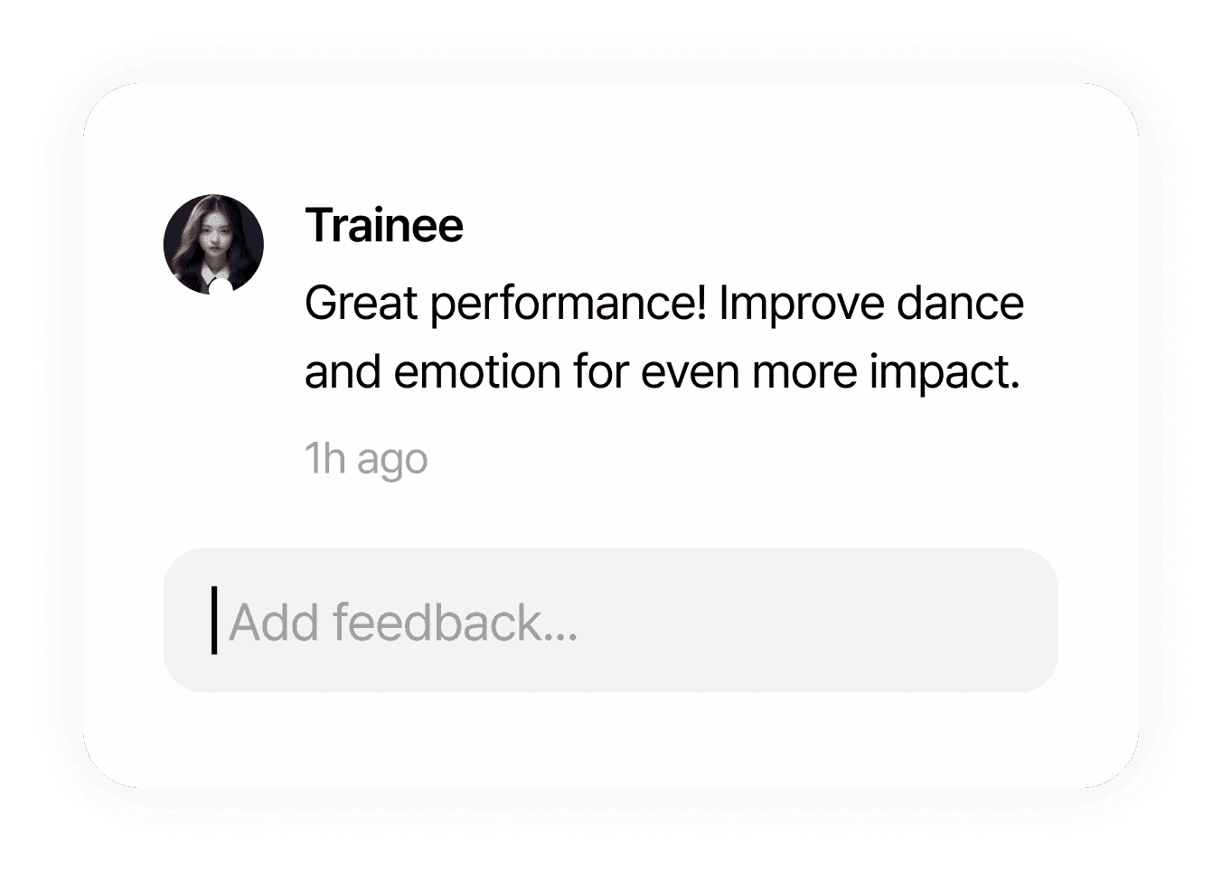 Feedback from a trainee and the reply being written